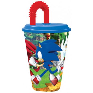 Sonic Plastikbecher mit Strohhalm fér Kinder