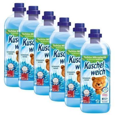 Kuschelweich Sommerwind Weichspüler 6x1 l - Frischer Duft