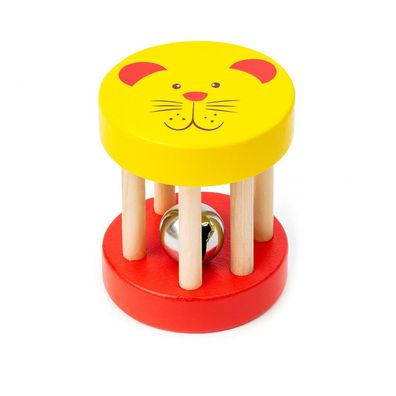 Farbige Montessori Kinder Holzrassel - Handglocke mit Kugel â?? Musikinstrument & Ler
