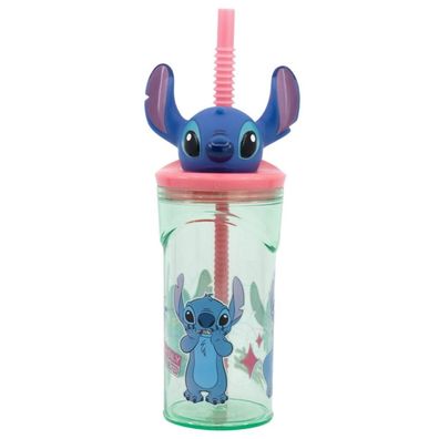 Stitch 3D Plastikbecher mit Strohhalm fér Kinder 360ml Lilo & Stitch