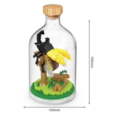 Nashornkäfer mit Flégel Bausteine Modell Figur Klemmbausteine Flasche Micro-Bricks