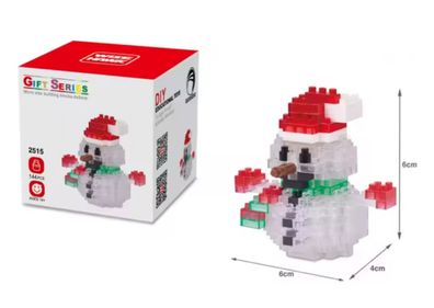 Schneemann Winter Micro-Bricks Figur Weihnachten Bausatz Klemmbausteine
