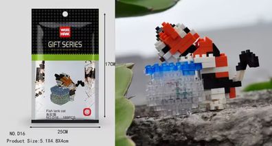 Katze mit Aquarium Figur Bausteine Modell LNO Micro-Bricks