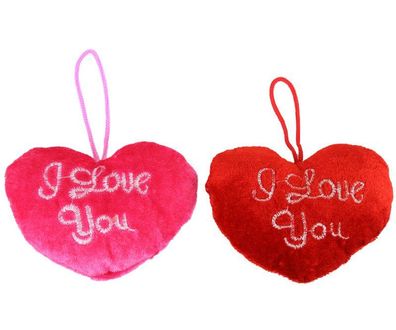 2er Set PLßSCH HERZ I LOVE YOU RED+ ROSE 9X7CM