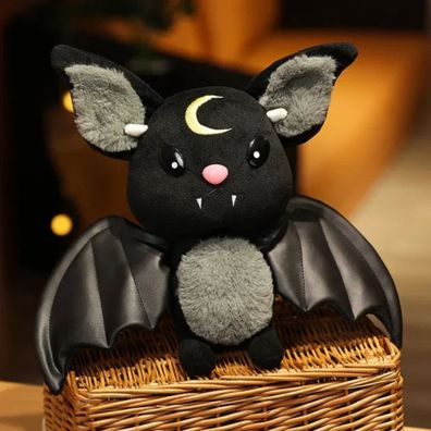 Fledermaus Kuscheltier 30 cm - Schwarz Pléschtier Mond Nacht Stofftier