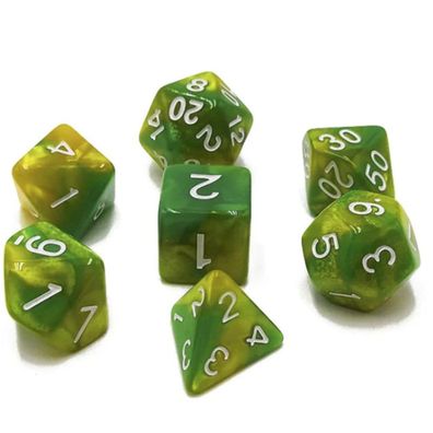 Verschiedene Wérfel - 7 Stéck Farbe Grén Rollenspiele
