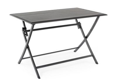 Klapptisch Elin 110 x 70 x 71 cm Aluminium Anthrazit in Dielen-Optik für Outdoor