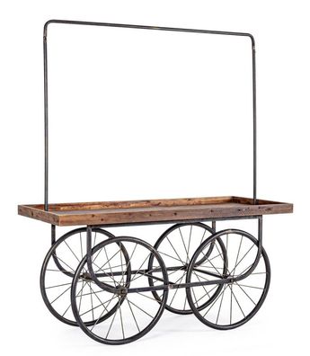 Ausstellertisch 160x70x189cm Tannenholz Tischplatte mit Stahlgestell und Rollen