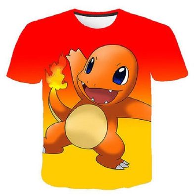 Pokemon T-Shirt fér Kinder (Unisex) - Motiv: Glumanda / Charmander
