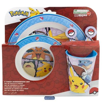 Pokemon Plastik Geschirr Set 5-Teile Kunststoffset fér Kinder