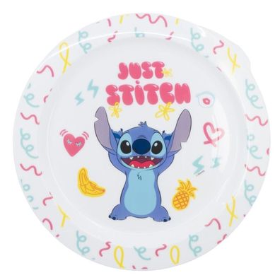 Stitch Plastik-Teller Kunststoffset fér Kinder - Mikrowelle geeignet
