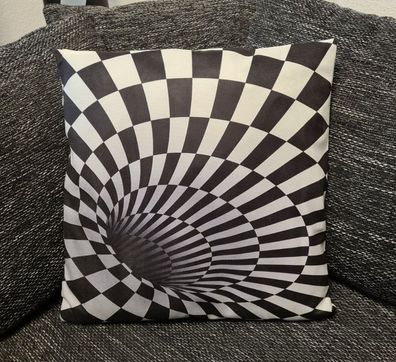 3D Druck Designer Kissenbezug Schwarz- weißer Strudel - 45cm x 45cm