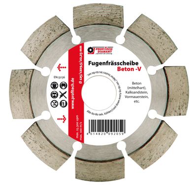 Fugenfrässcheibe D 180 x L 22,2 x B 9,5mm Beton , V-Segment