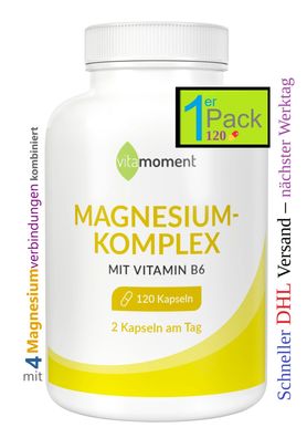 Magnesium-Komplex Kapseln mit Vitamin B6 - Unterstützung von Nerven- & Muskelfunktion