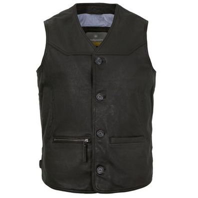 Redpoint - Herren Echtleder Lederweste Lammnubuk schwarz
