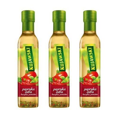 Rapsöl mit Chili Tomaten & Basilikum 3x 250ml - Gewürzöl Würzöl - Öl Kujawski