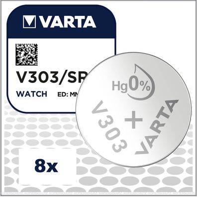 8x Varta V303 / SR1154SW Watch Uhrenbatterien Fachhandelsware V 303 SR44
