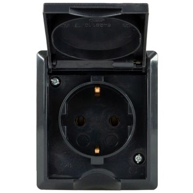 Feuchtraum Steckdose Aufputz REV AquaForm IP44 Anthrazit Grau Einzelsteckdose