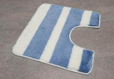 Bella Azurblau-Weiß WC-Vorleger U-Form 55×50cm | 20mm Flor | rutschhemmend