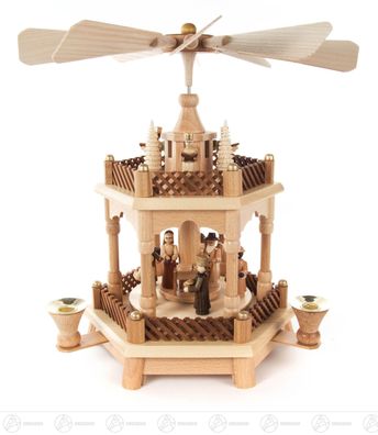 Pyramide mit Christi Geburt, 1-stöckig für Wachskerzen d=14mm 30 cmx32 cmx30 cm