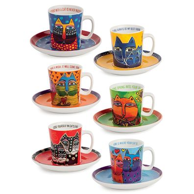 Gilde Espressotasse, "Fantastic Felines", Porzellan, mehrfarbig, VE 1, 6er Set,