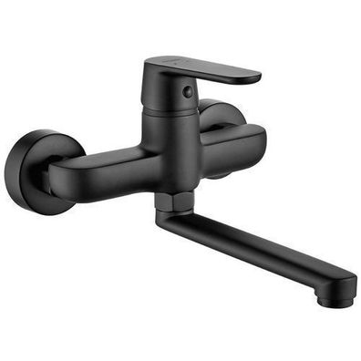 Waschtischarmatur Wasserhahn Wand DIMA Mischbatterie für Badezimmer in Schwarz