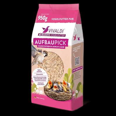 Vivaldi Aufbaupick Müsli Schalenfrei 950g Insekten Nüsse Saaten Vogelfutter