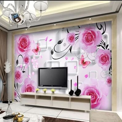 Vlies Fototapete Wandtapete Wandbilder 3D Effekt Modernes Rosa Rose 2299