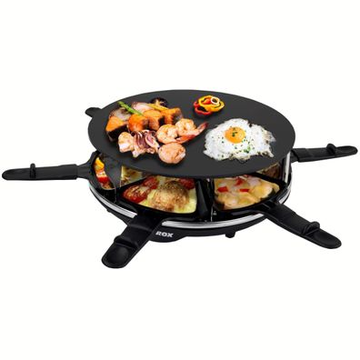 Raclette für 6 Personen | Grillplatte | 900W | Antihaftbeschichtet