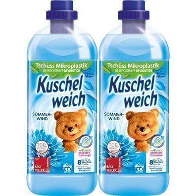 Kuschelweich Sommerwind Weichspüler 2x1L - Frischer Duft aus Deutschland