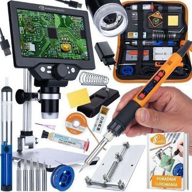 Rosfix Set Elektronik Reparatur AX1200 – Mikroskop 12MP | Lötkolben 80W