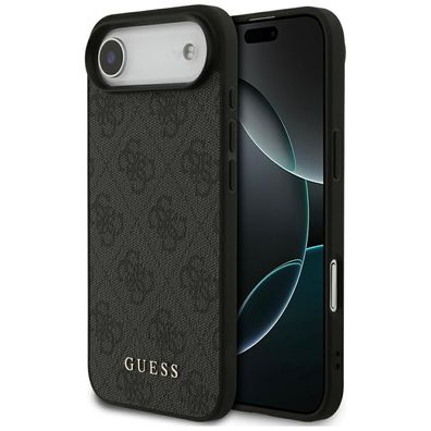 Case Guess iPhone 17 Air Kunstleder grau Classic Logo goldfarben Metall