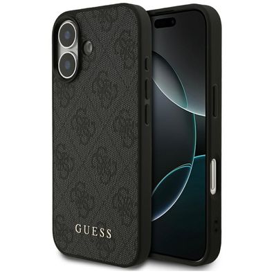 Case Guess iPhone 17 Kunstleder grau Classic Logo goldfarben Metall