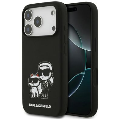 Hülle Karl Lagerfeld MagSafe iPhone 17 Pro Silikon schwarz Figuren Logo