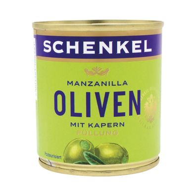 Schenkel Oliven "Manzanilla" grün, mit Kapern-Füllung, aus Spanien, 200 Gramm (Abtrop