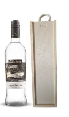 Allgäuer Selektion Edel Wacholder in einer Holzbox mit Tragekordel