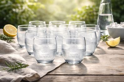 Acqua Morelli Wassergläser 12er Set - Klare Tumbler Gläser mit Relief | Neue Edition
