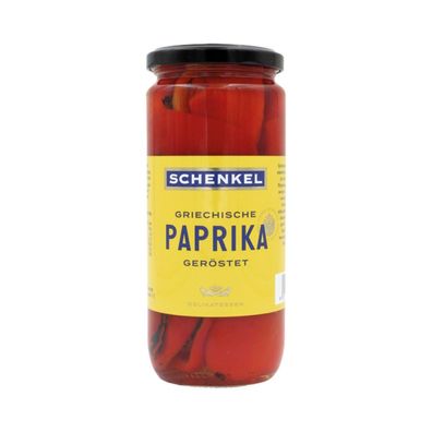 Schenkel Paprika Rot, geröstet, geschält, eingelegt, süß-pikant, aus Griechenland, 34