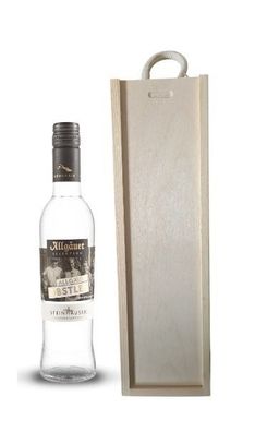 Allgäuer Selektion Obstler 0,35 Liter in einer Holzbox mit Tragekordel