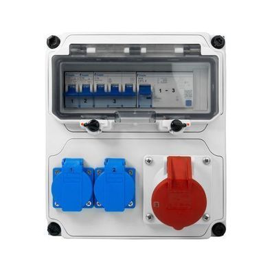 Baustromverteiler 2x16A 230V Schuko 1x16A CEE IP44 Stromverteiler BALS