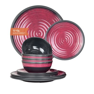 Moritz Camping Tafelgeschirr aus Melamin für 4 Personen 12-teilig | spülmaschinenfest