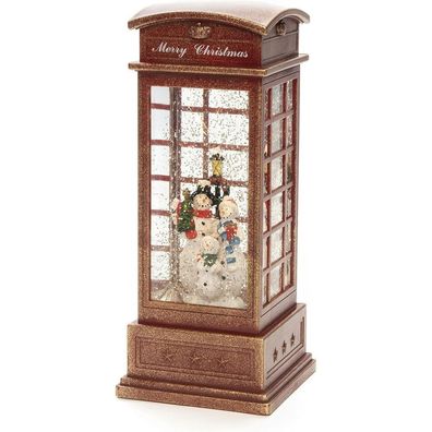 LED Dekorative Beleuchtung Telefonzelle mit Schneemannfamilie 5h Timer 4371-550