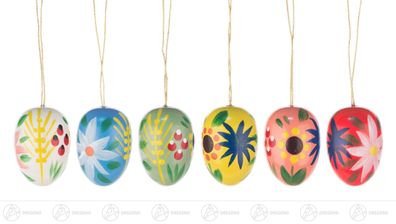 Ostern &amp; Frühjahr Ostereier mit Blumen (6) H=ca 3 cm NEU Erzgebirge Behang