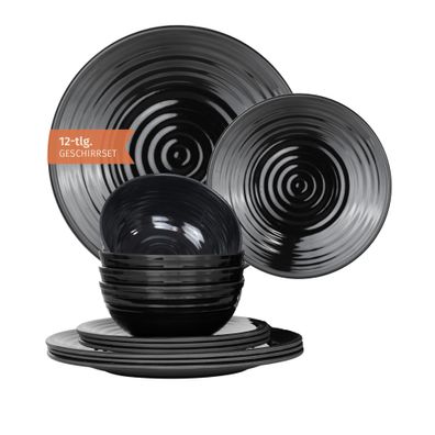 Moritz Camping Tafelgeschirr aus Melamin für 4 Personen 12-teilig | spülmaschinenfest