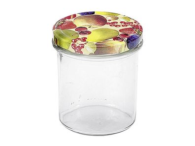 EMSY Schraubdeckelglas mit 82mm TO-Deckel Obstdekor 350 ml 6er Pack