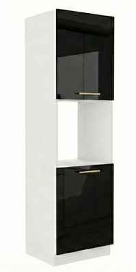 Backofen Hochschrank 60cm Schwarz Hochglanz/Weiß Matt Küchenzeile Küchenblock