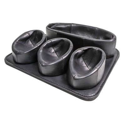 Pfeifenständer Pantoffel Leder schwarz, 3er mit Ablagefläche