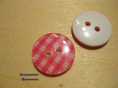 1Kunststoffknopf Knöpfe weiß pink 15x2mm 2 Loch 2mm Nr 143