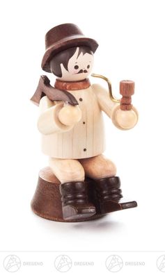 Miniatur Waldarbeiter sitzend auf Stamm natur H=ca 6 cm NEU Erzgebirge
