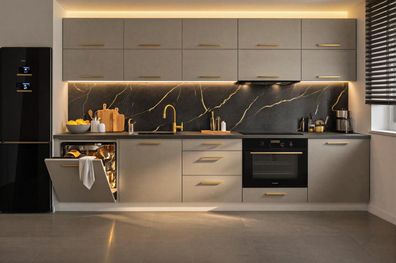 Küchenzeile Siena 280 cm Kaschmir Matt- Küche, Küchenblock 2,8m, Einbauküche